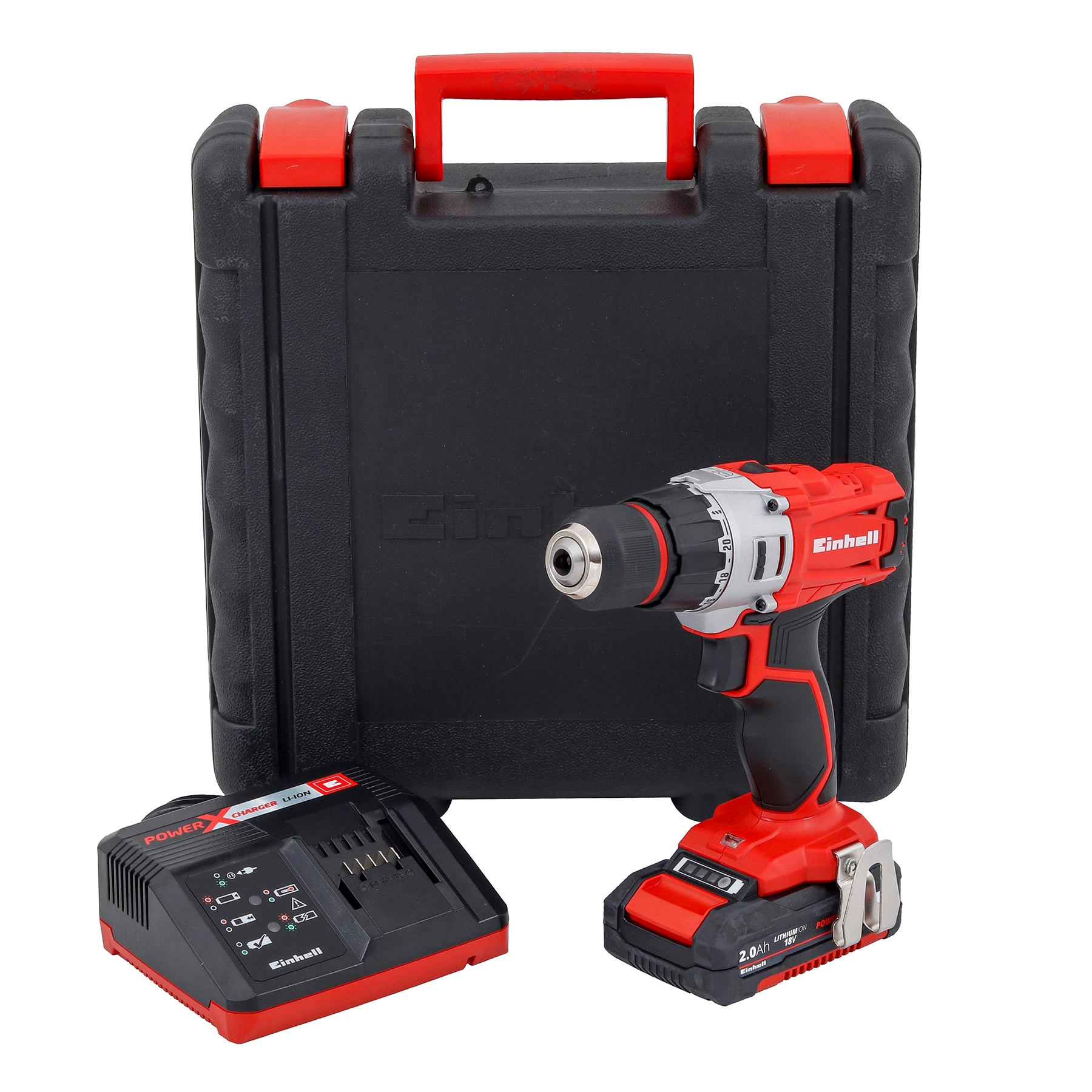Furadeira e Parafusadeira a Bateria Einhell com Maleta Carregador, Bateria e Clip 18V 3/8" TE-CD 18/2 Li Bivolt