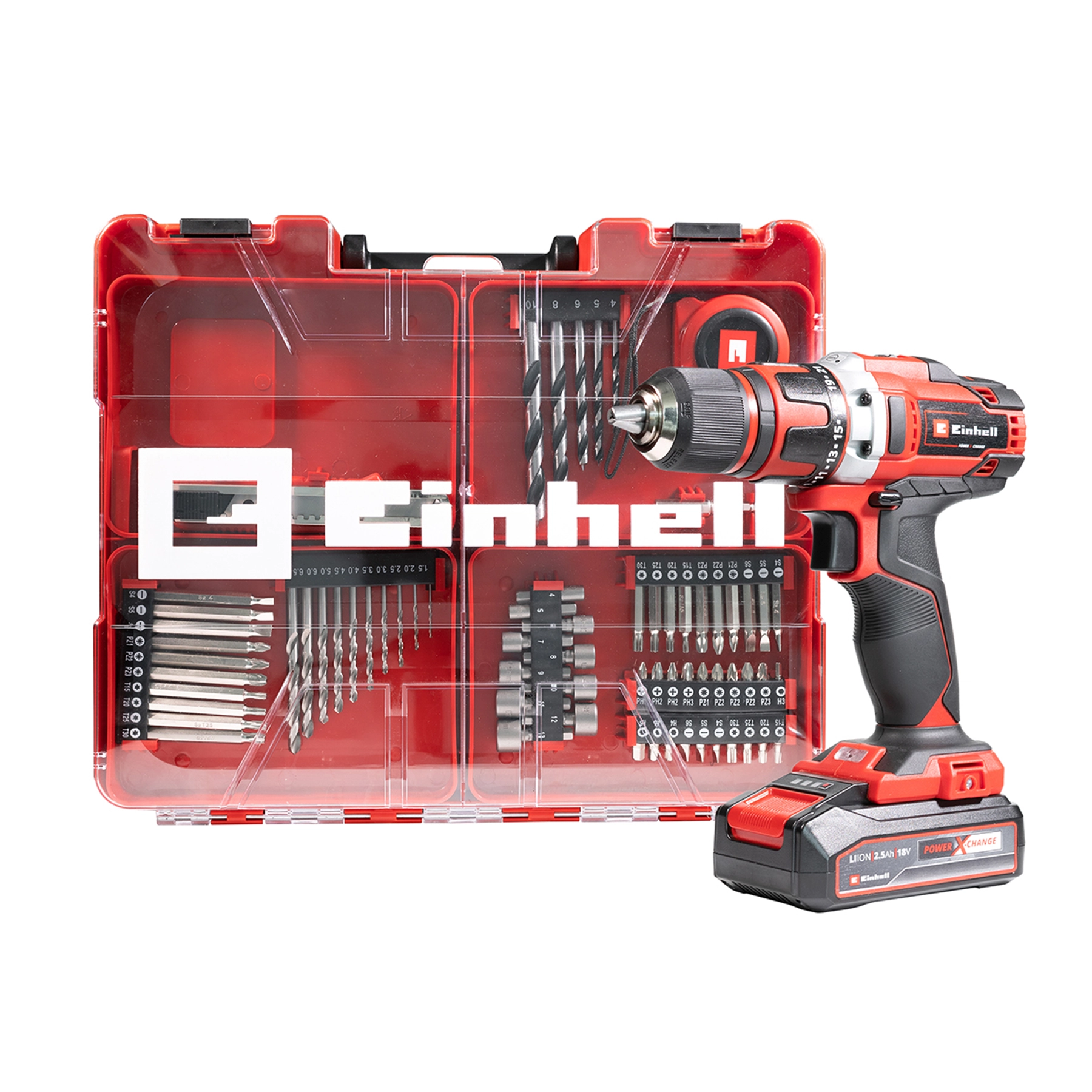 Furadeira e Parafusadeira a Bateria 18V 2.5Ah TE-CD 18/40 com Kit 69 Peças, Carregador e Maleta Einhell