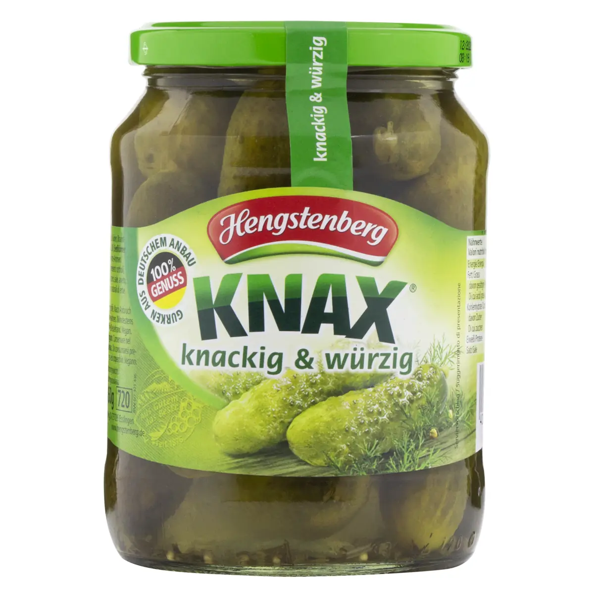 Pepino Em Conserva Hengstenberg Knax Vidro 360g
