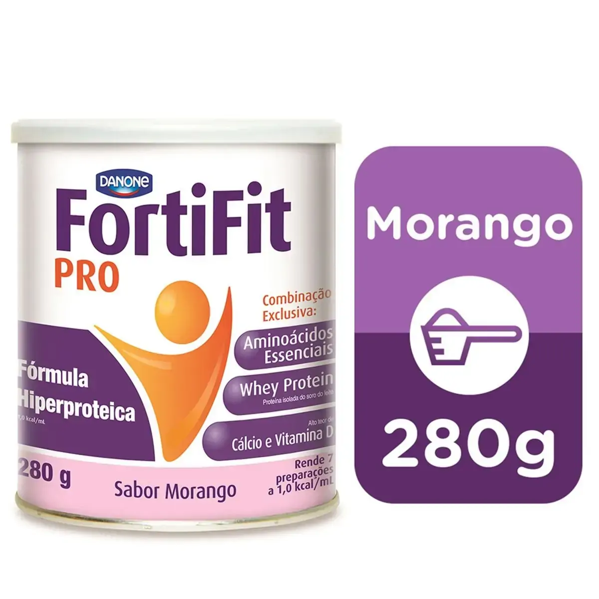 Fórmula Hiperproteica Pó Morango Fortifit Pro Lata 280g