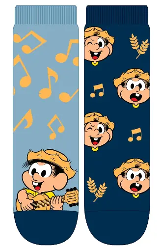 Kit 2 Pares Soquete Masc 31 34 Cx 36 Chico Bento Musicas