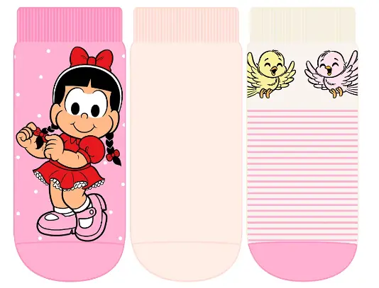 Meia Soquete Bebe Rosinha 3 Pares 17 22 35tcb3.01 Cia Da Meia