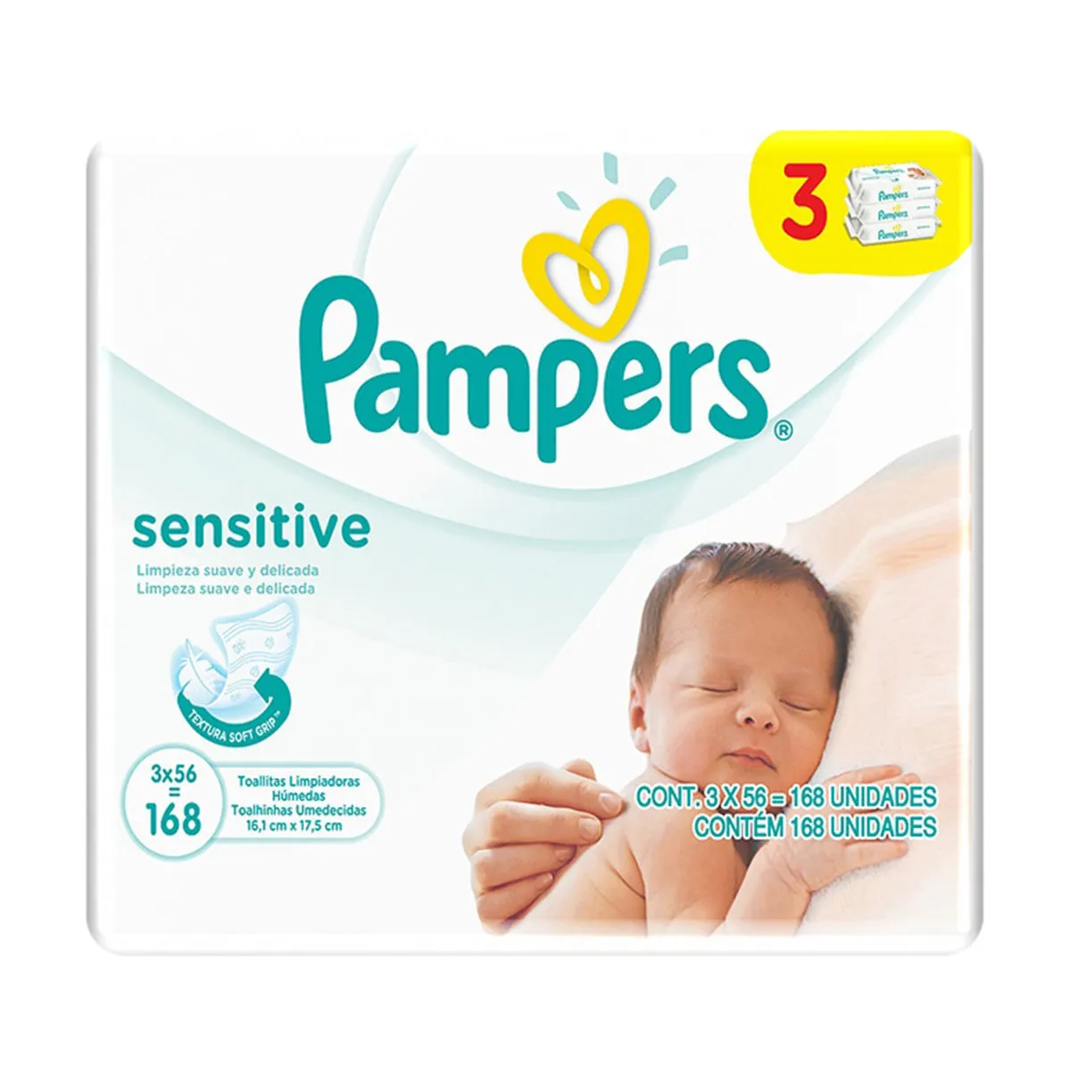 Lenço Umedecido Pampers Sensitive - 168 Unidades