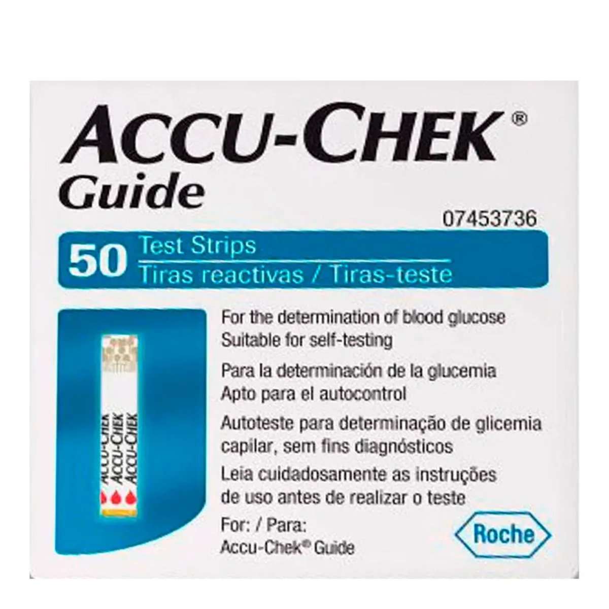 Tira Para Teste De Glicemia Accu Chek Guide 50 Unidades
