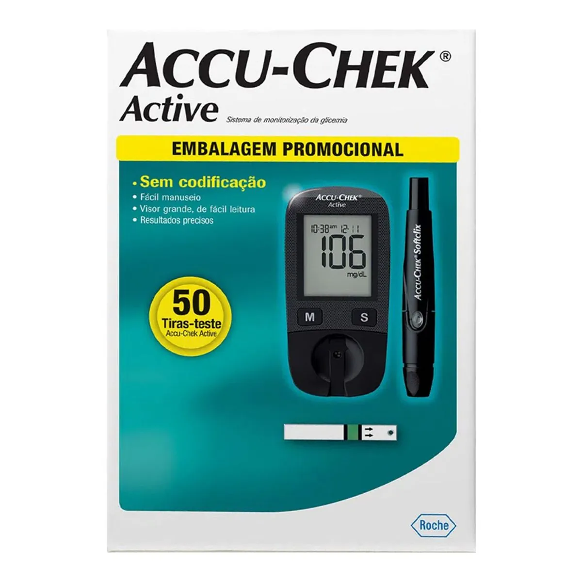 Kit para Controle de Glicemia Accu Chek Active + 50 Tiras