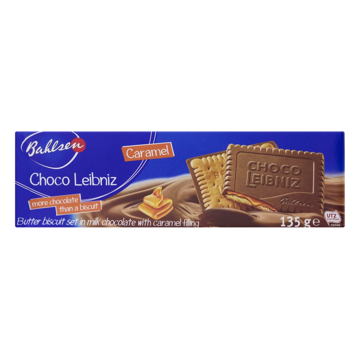 Biscoito Amanteigado Recheio Caramelo Cobertura Chocolate Ao Leite Bahlsen Caixa 135g