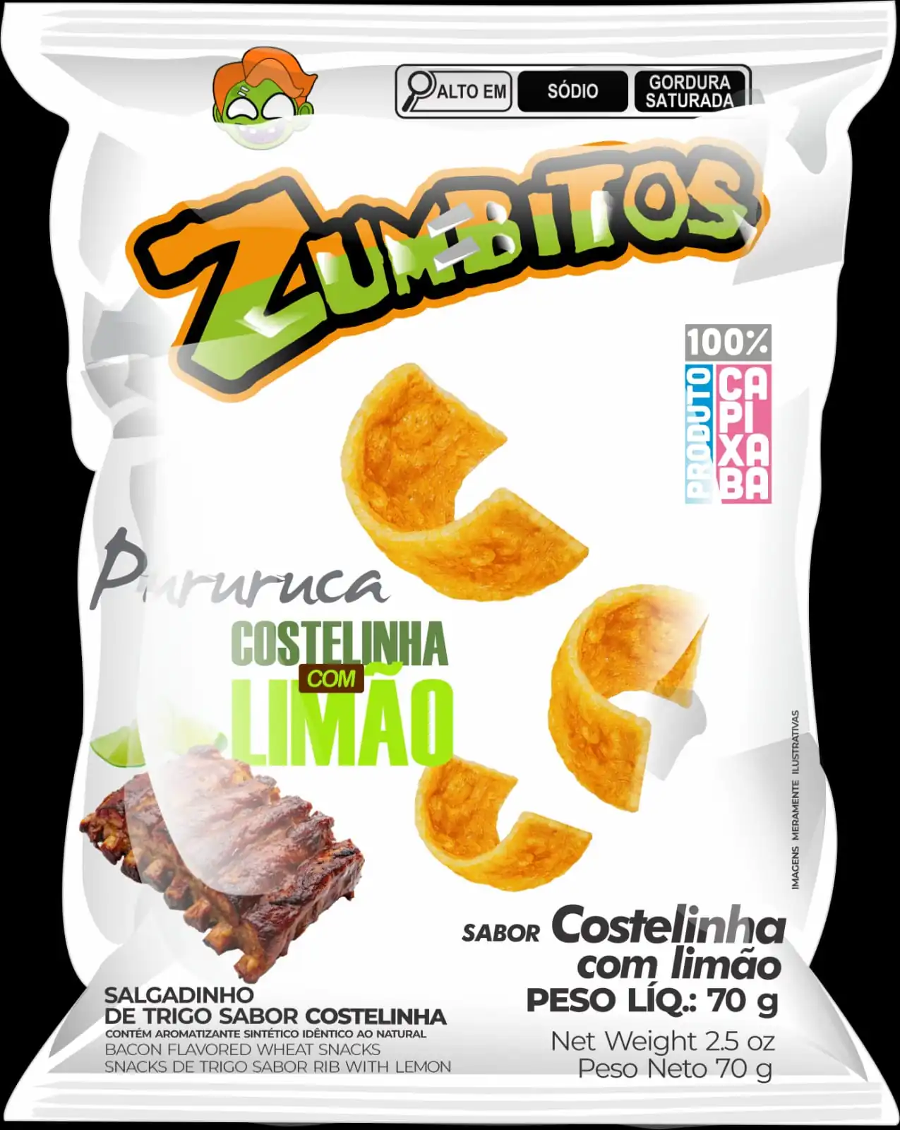 Batata Zumbitos Bacon Pele Costelinha Limao 70g 17655 Santos