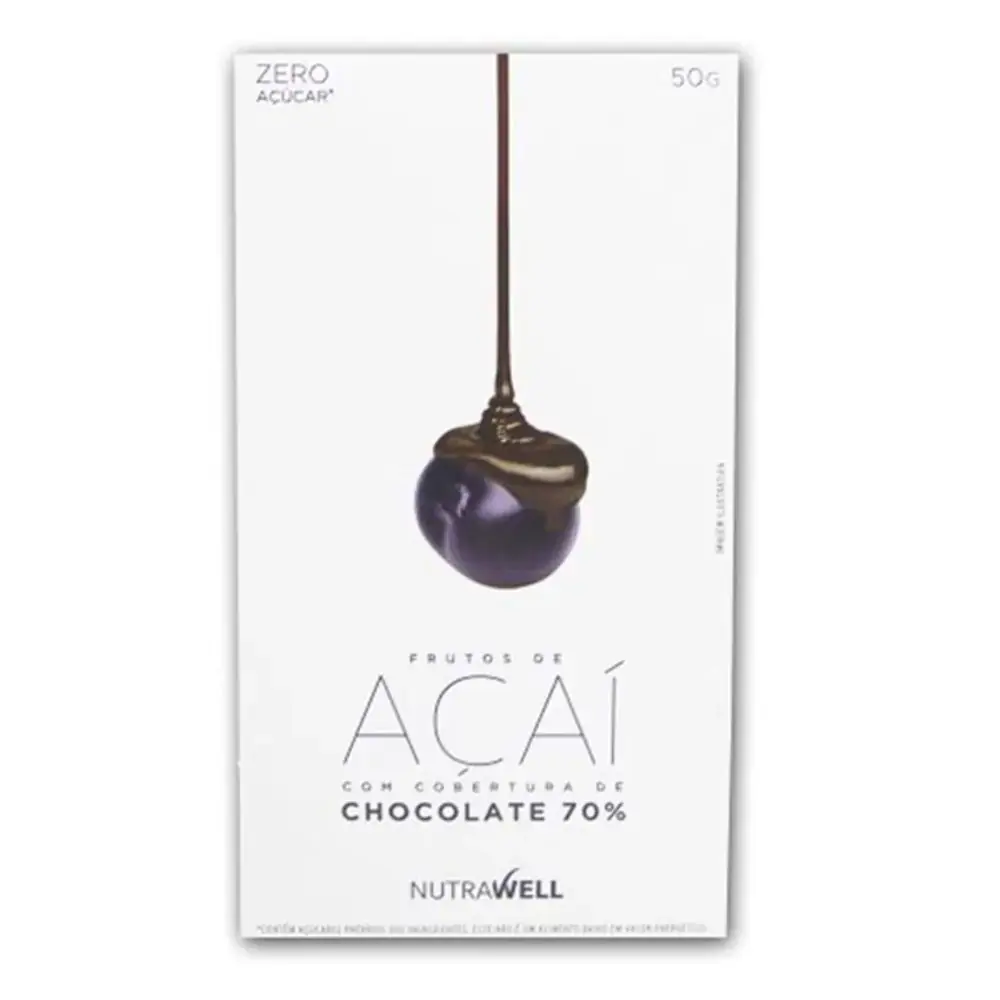 Chocolate Drageado Acai 70 S/gluten S/acucar 50g Nutrawell