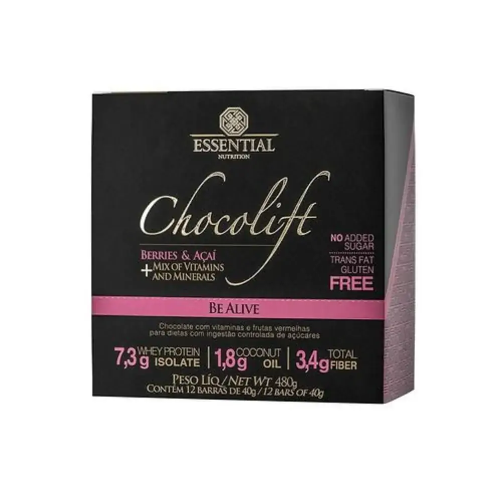 Chocolift Box Be Alive Choc Proteico C Whey Brazil Nuts 40g Essential Nutrition