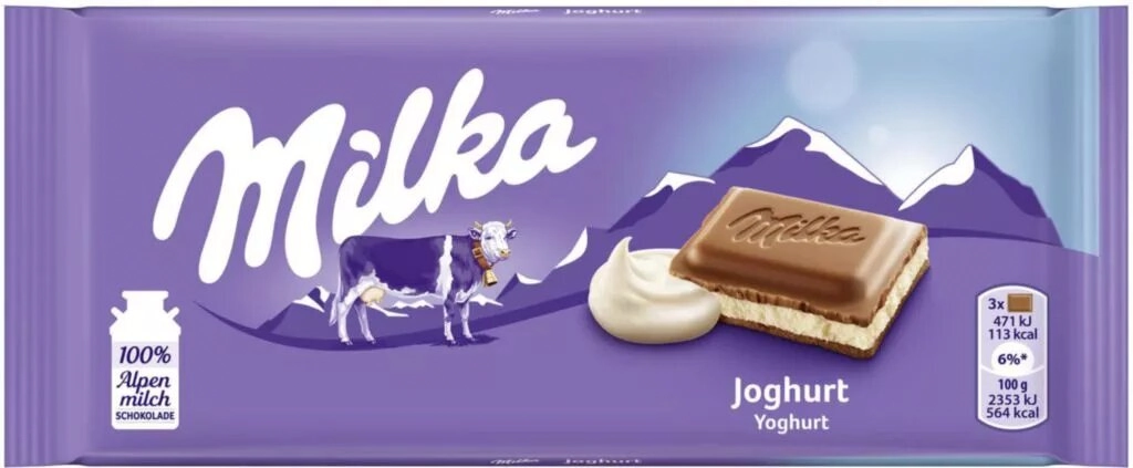 Chocolate Ao Leite Com Recheio De Iogurte Milka Pacote 100g
