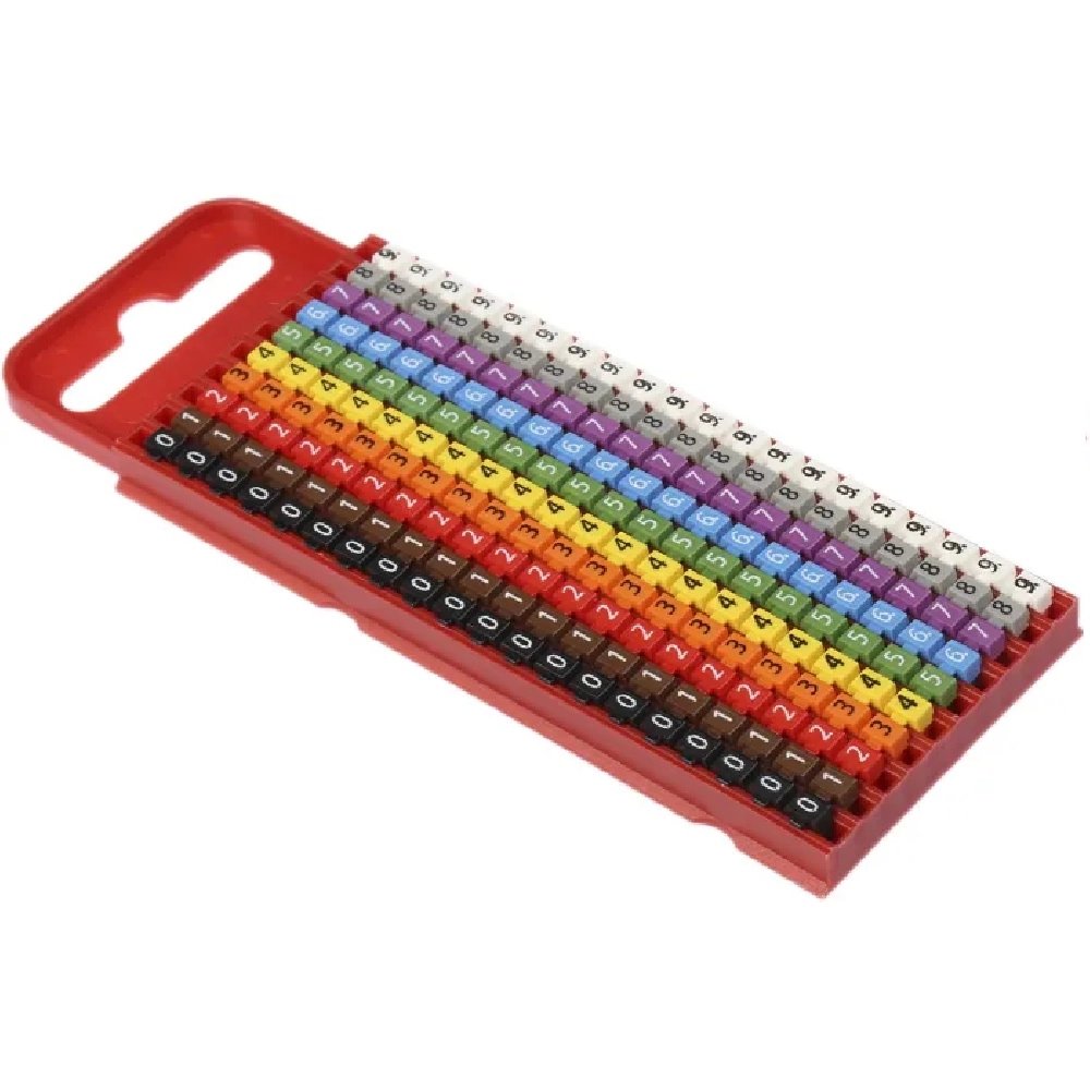 Marcador Anilha Encaixe 0,5-1,5 Mm² Wic1 Números 0-9 Cores Cartela