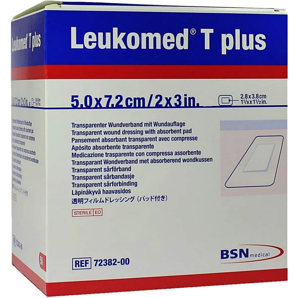 Leukomed T Plus - Curativo Filme Transparente Com Compressa Central - Estéril - 5X7,2Cm - 72382-00