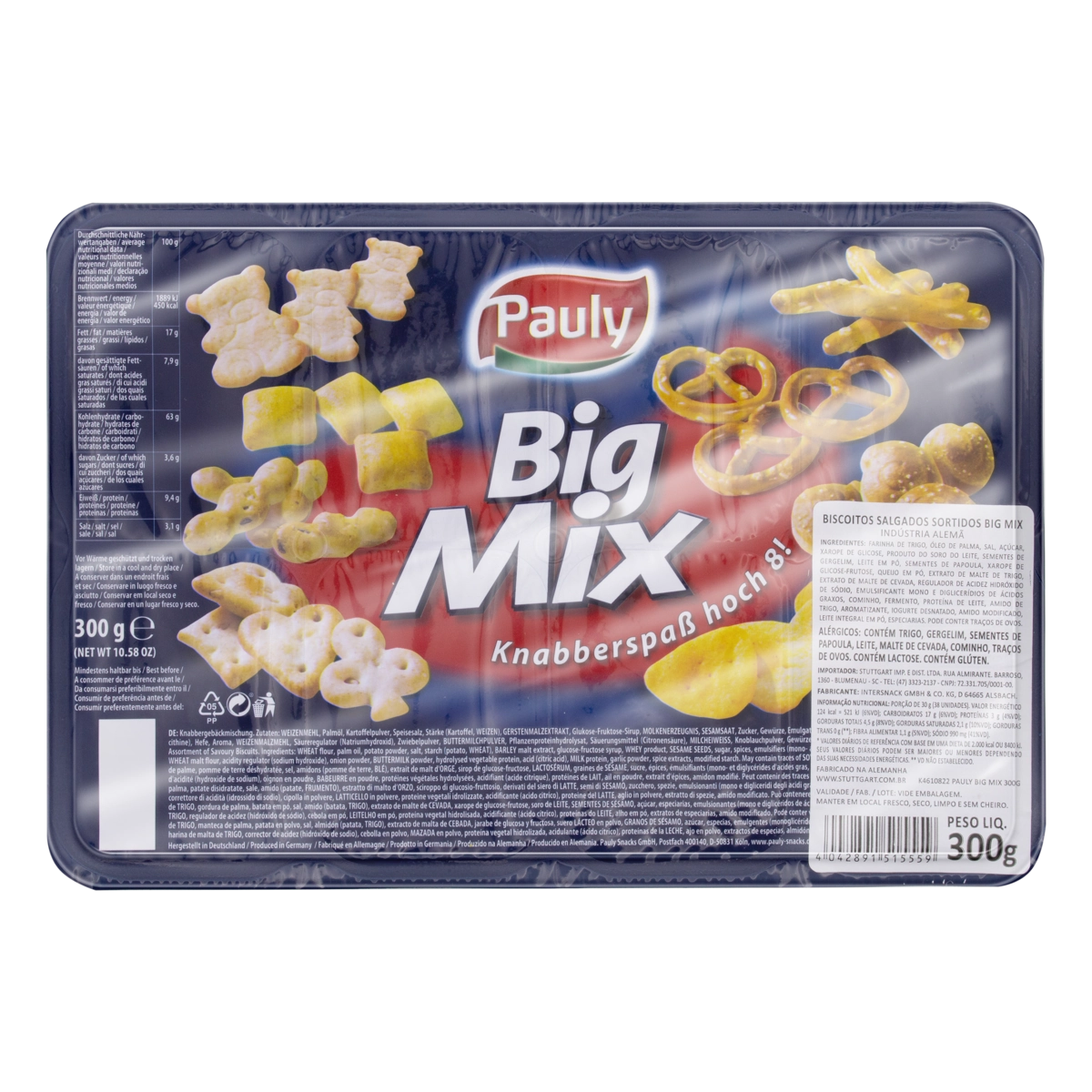 Biscoito Salgado Sortido Pauly Big Mix Bandeja 300g