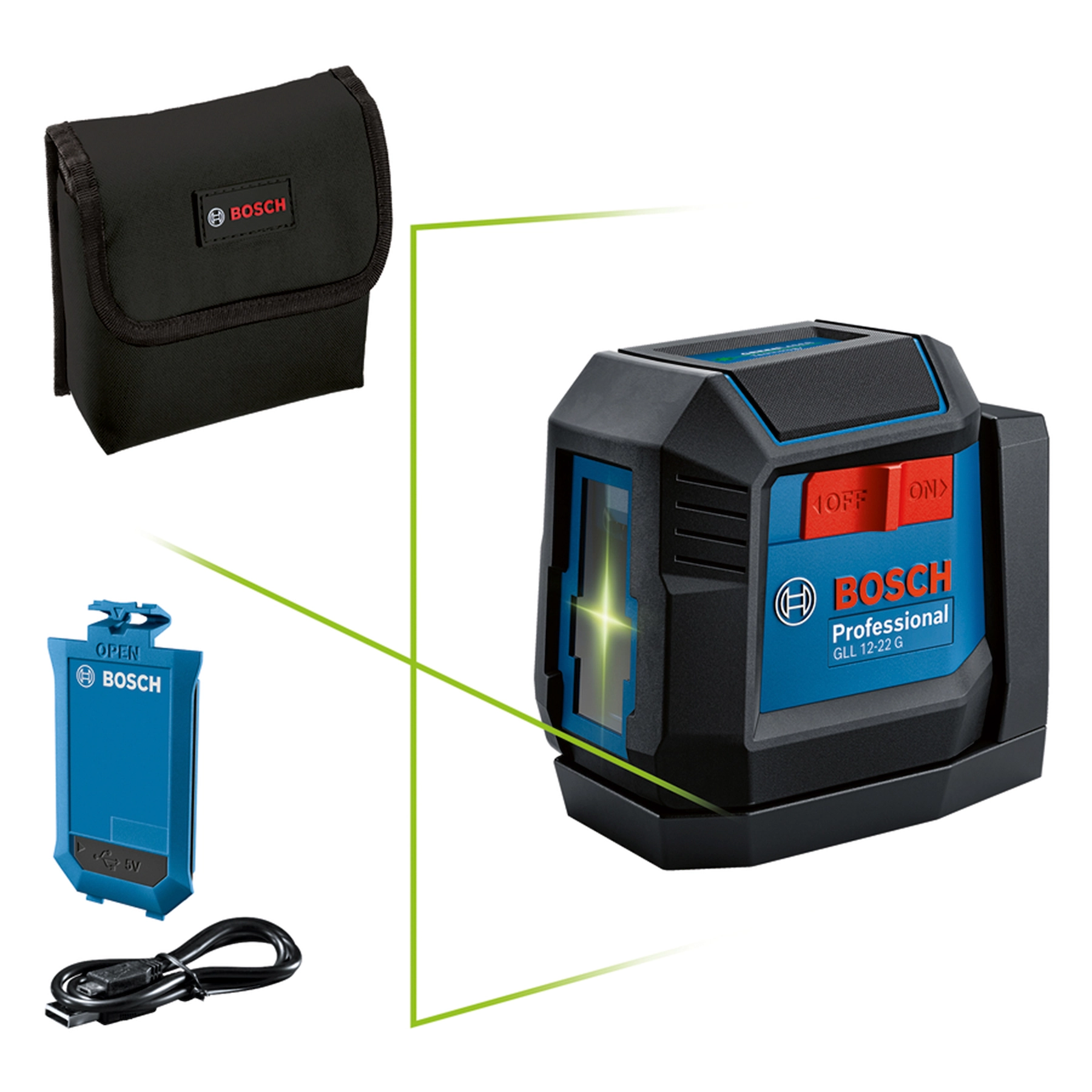 Nível a Laser Bosch 2 Linhas Verde 12m GLL 12-22 G Li