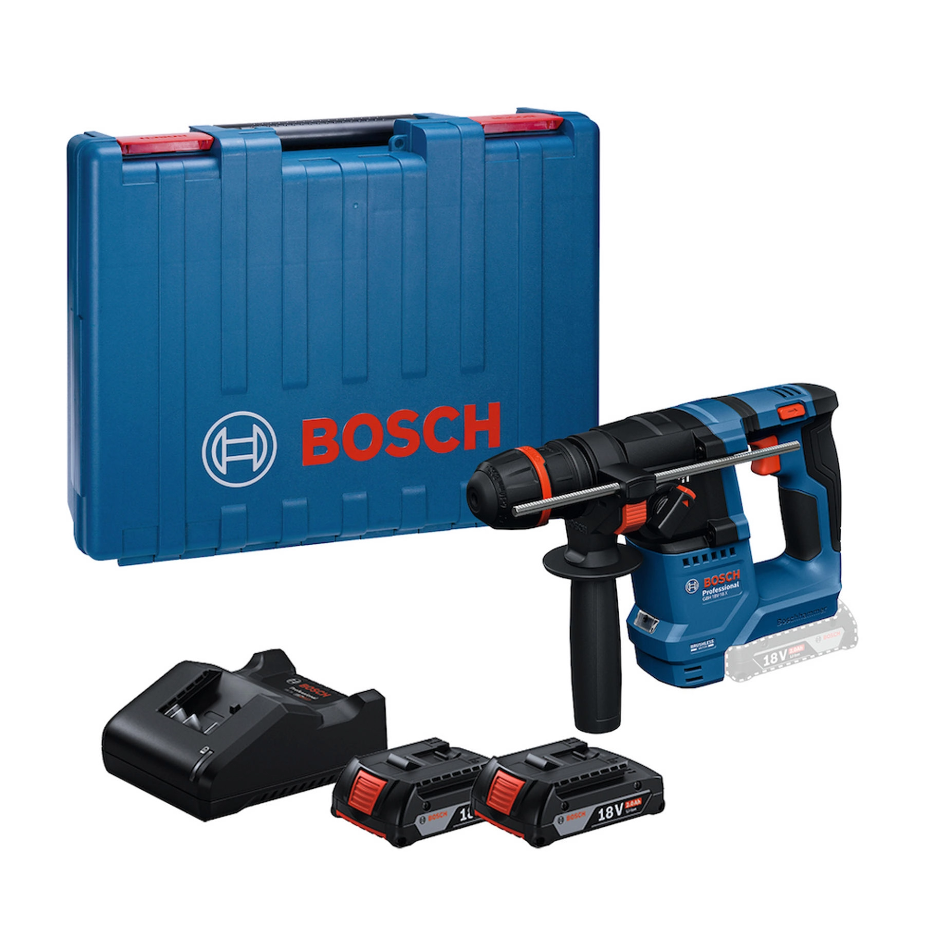 Martelete Perfurador Bosch GBH SDS Plus, Hexagonal e Cilíndrico a Bateria 18V com Maleta e Bateria