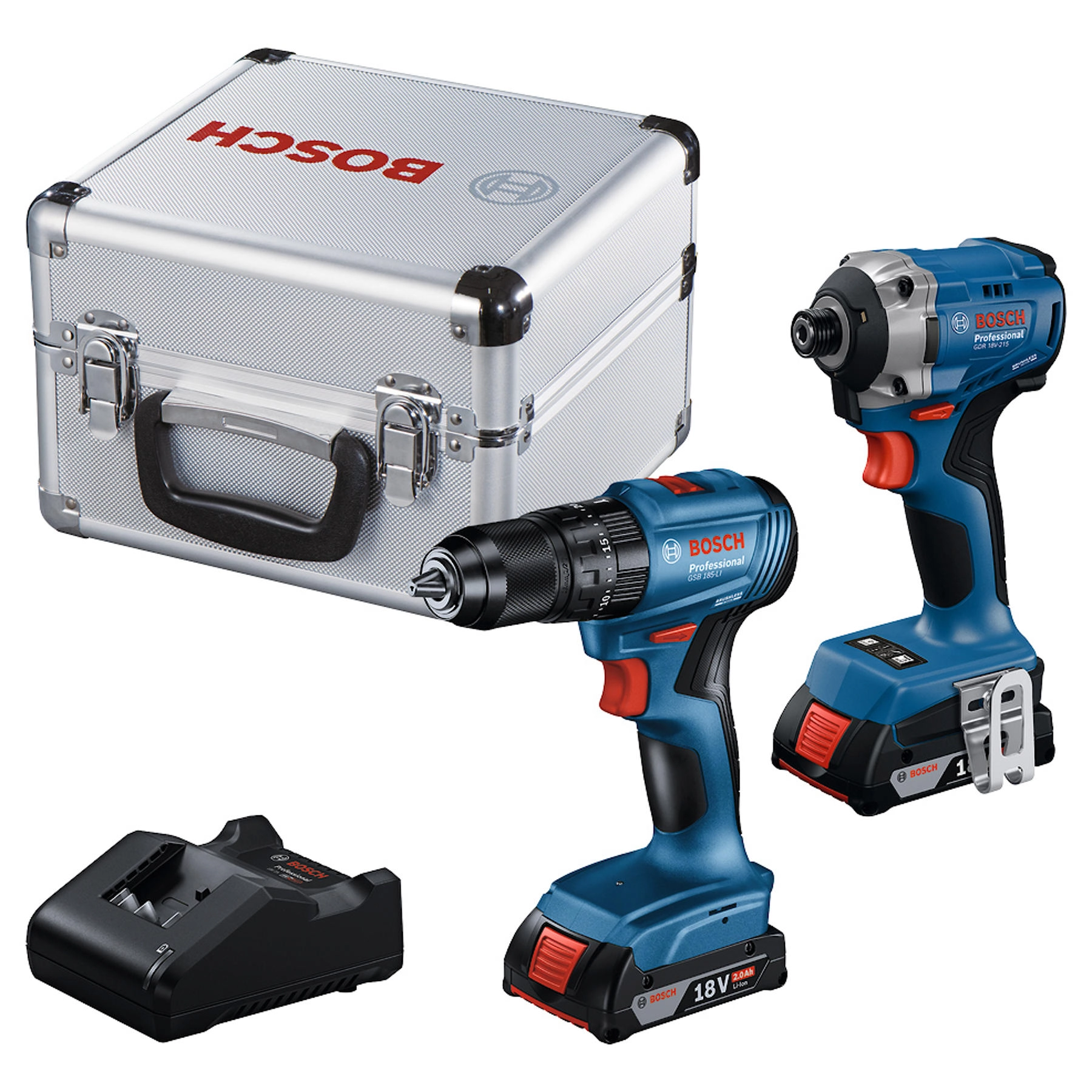 Kit Furadeira Parafusadeira e Chave de Impacto Bosch a Bateria 18V Brushless 1/2" com Maleta e 2 Baterias