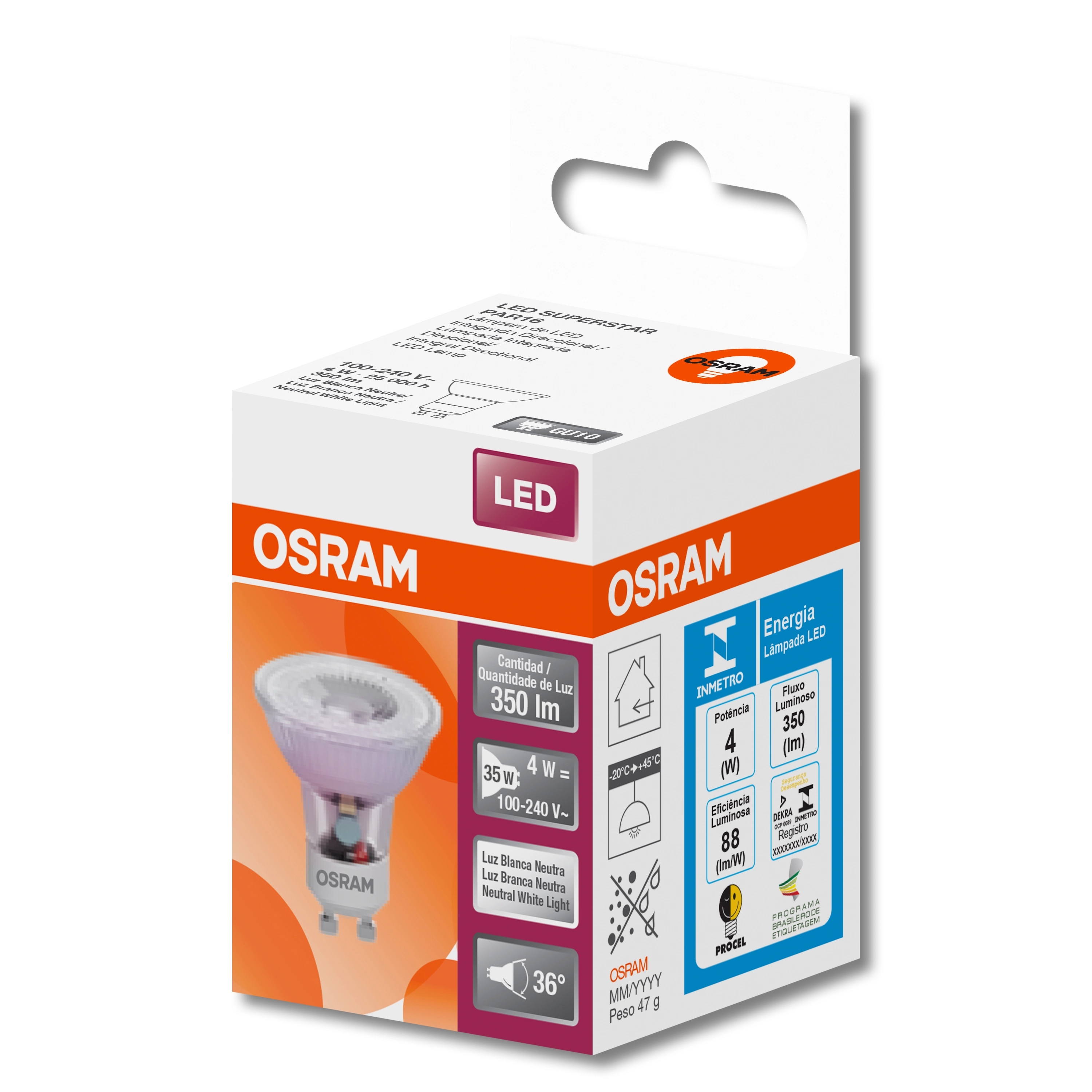 Lâmpada LED Glass Luz Neutra 4W Bivolt Osram