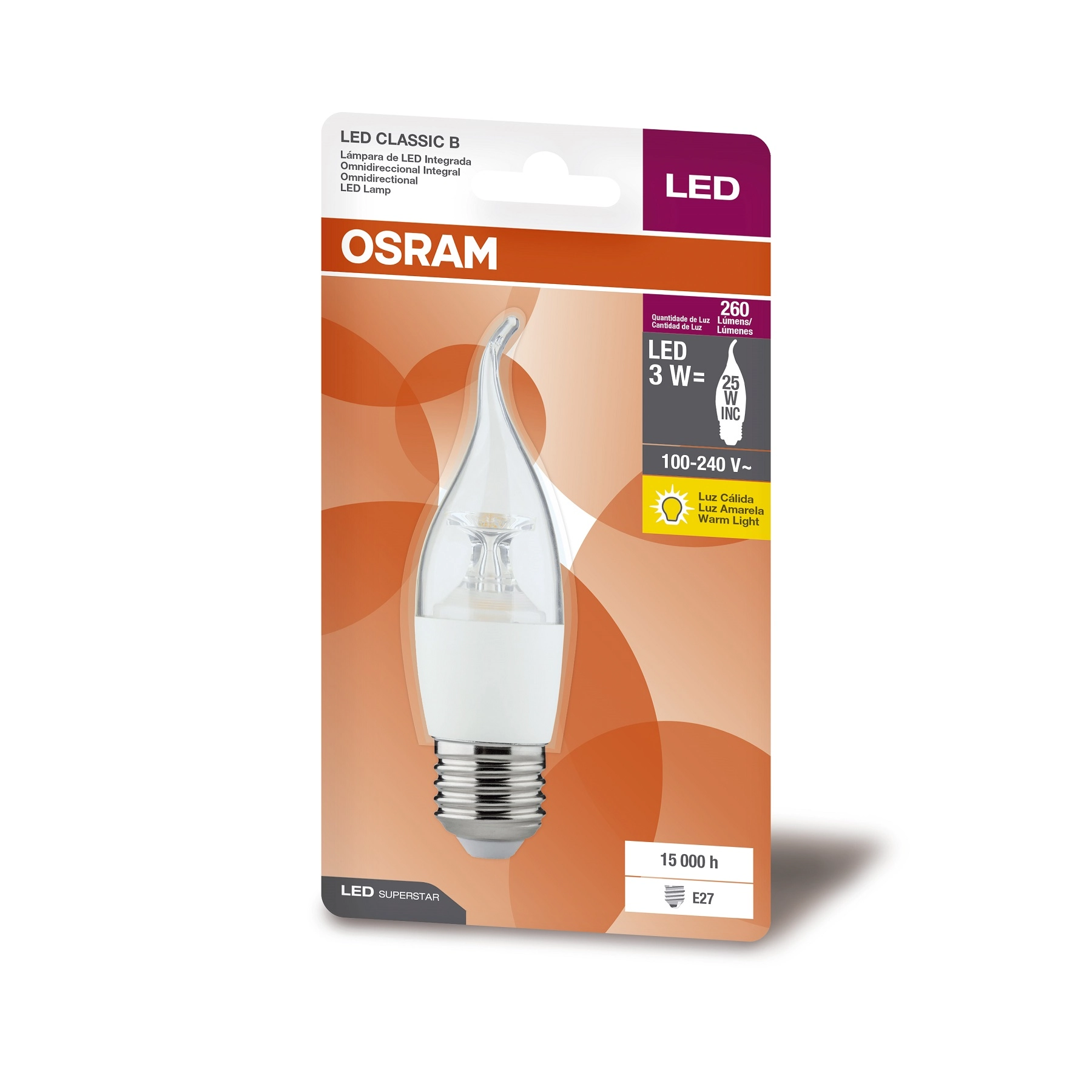 Lâmpada LED Vela Chama Luz Amarela 3W E27 Bivolt Ledvance