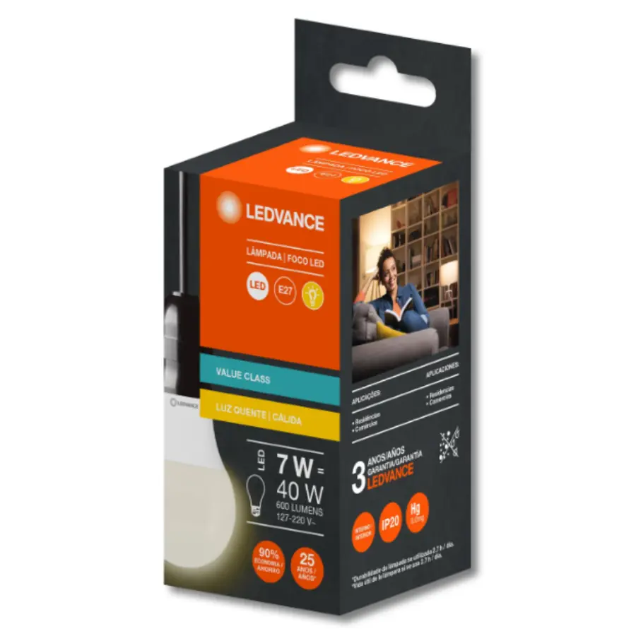 Lampada Foco Led Cla40 7w Bv E27