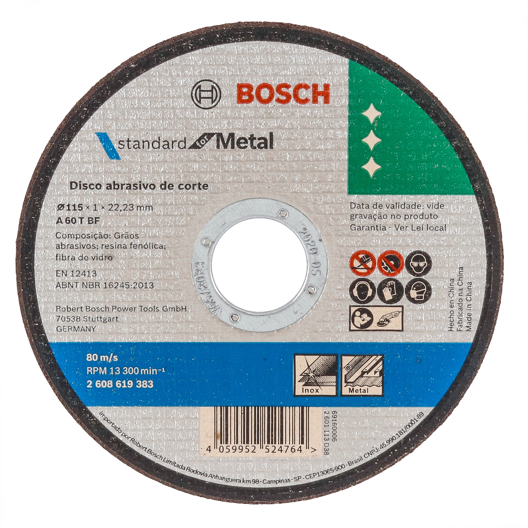 Disco De Corte Inox / Metal 4.1/2 X 1,0mm Standard Bosch