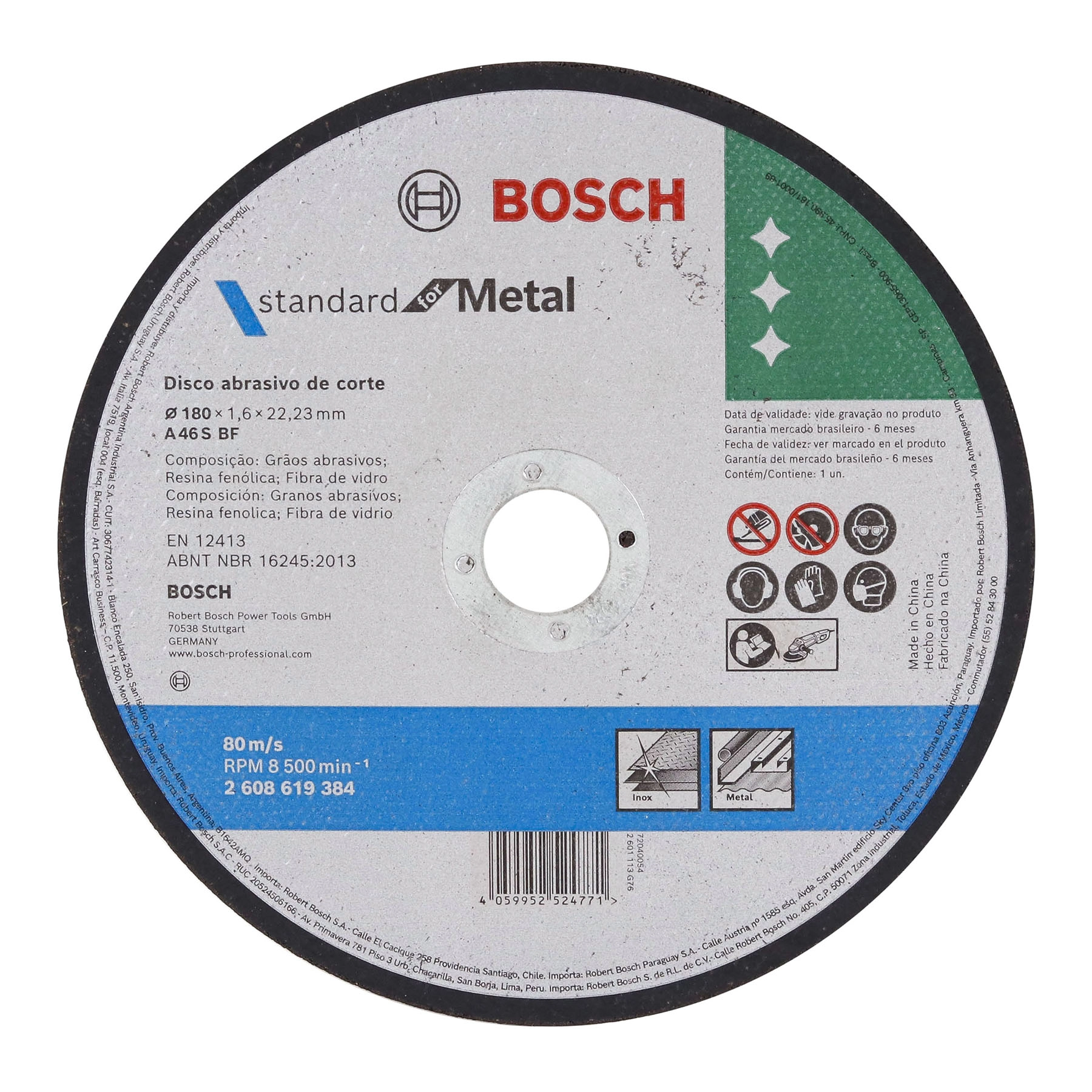 Bosch Disco De Corte Metalinox Std 180x1