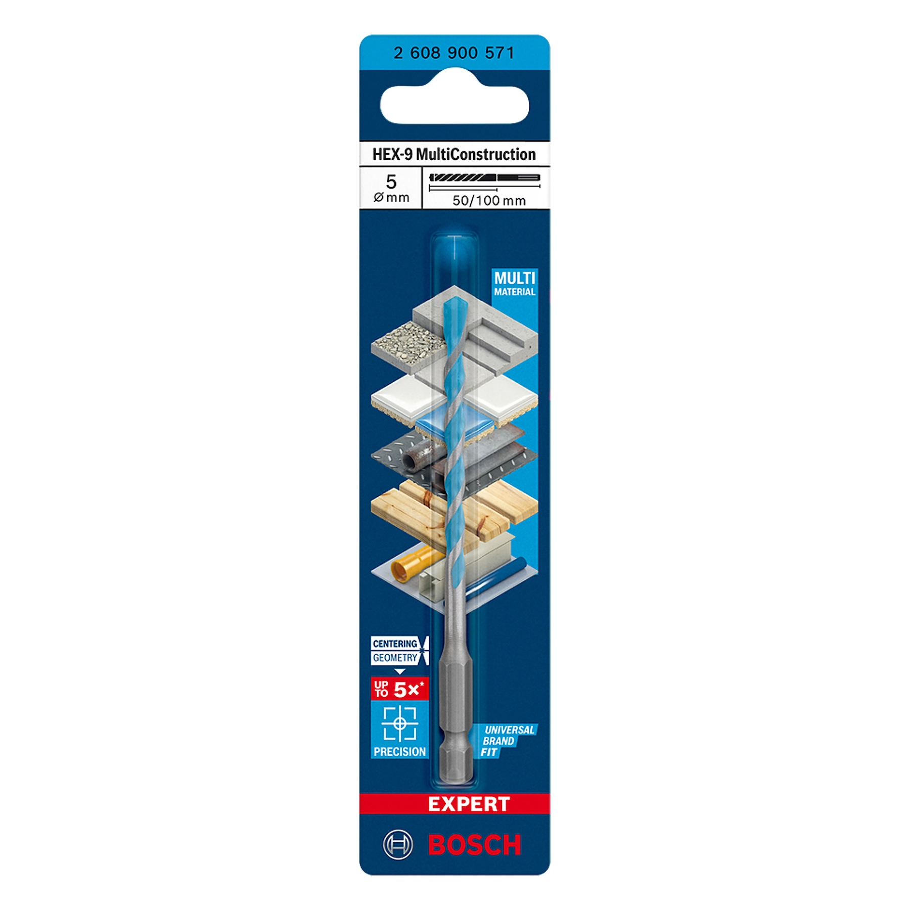 Broca HEX-9 5x50x100mm Expert Multiconstruction Bosch