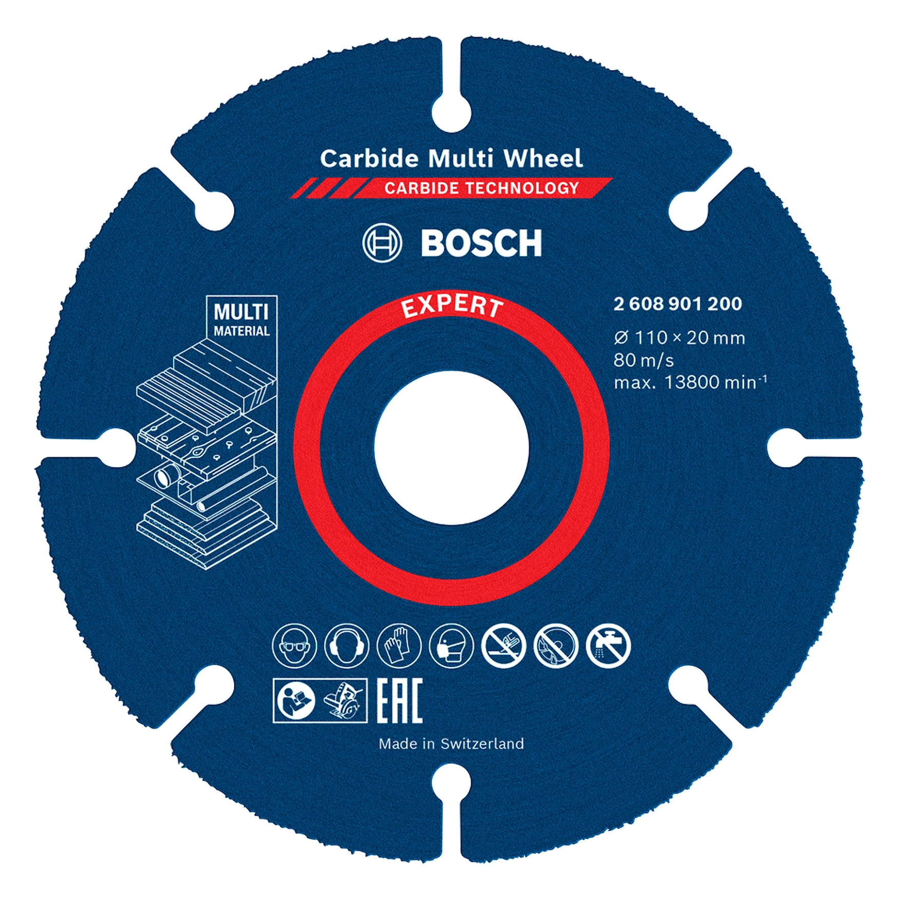 Disco de Corte Abrasivo para Multimaterial 4.3/8" 110mm 1 unidade Carbide Multi Wheel Bosch