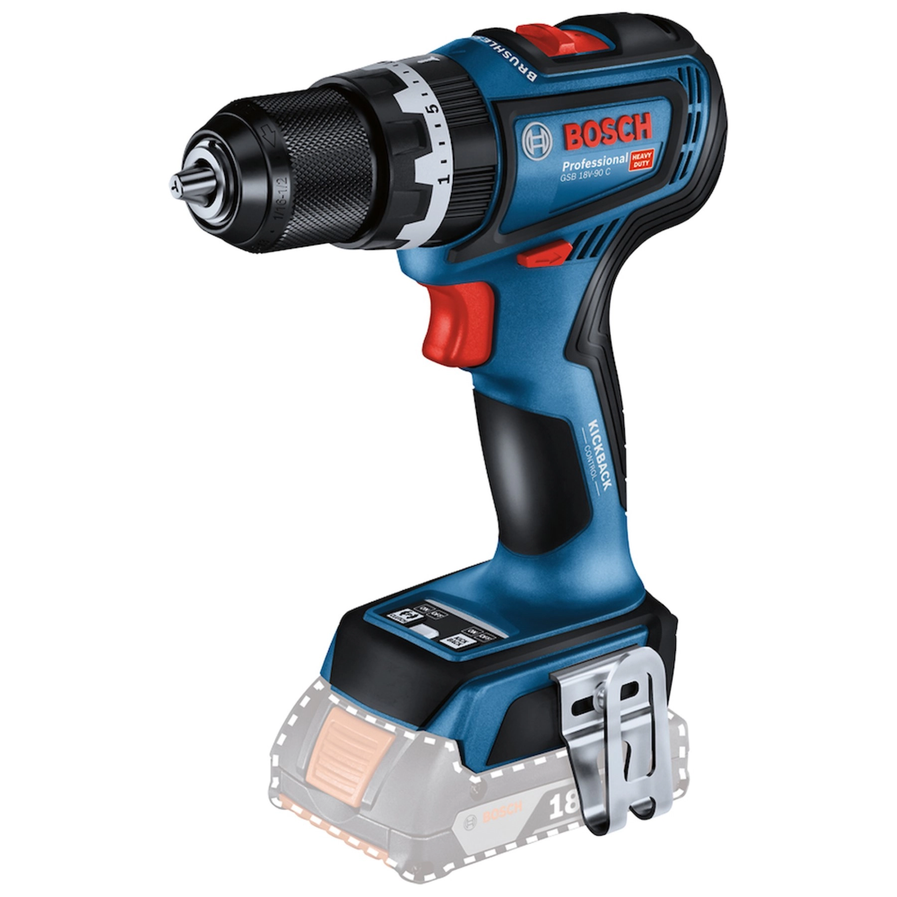 Parafusadeira e Furadeira Bosch Com Impacto a Bateria Brushless 18V GSB 18V-90 C