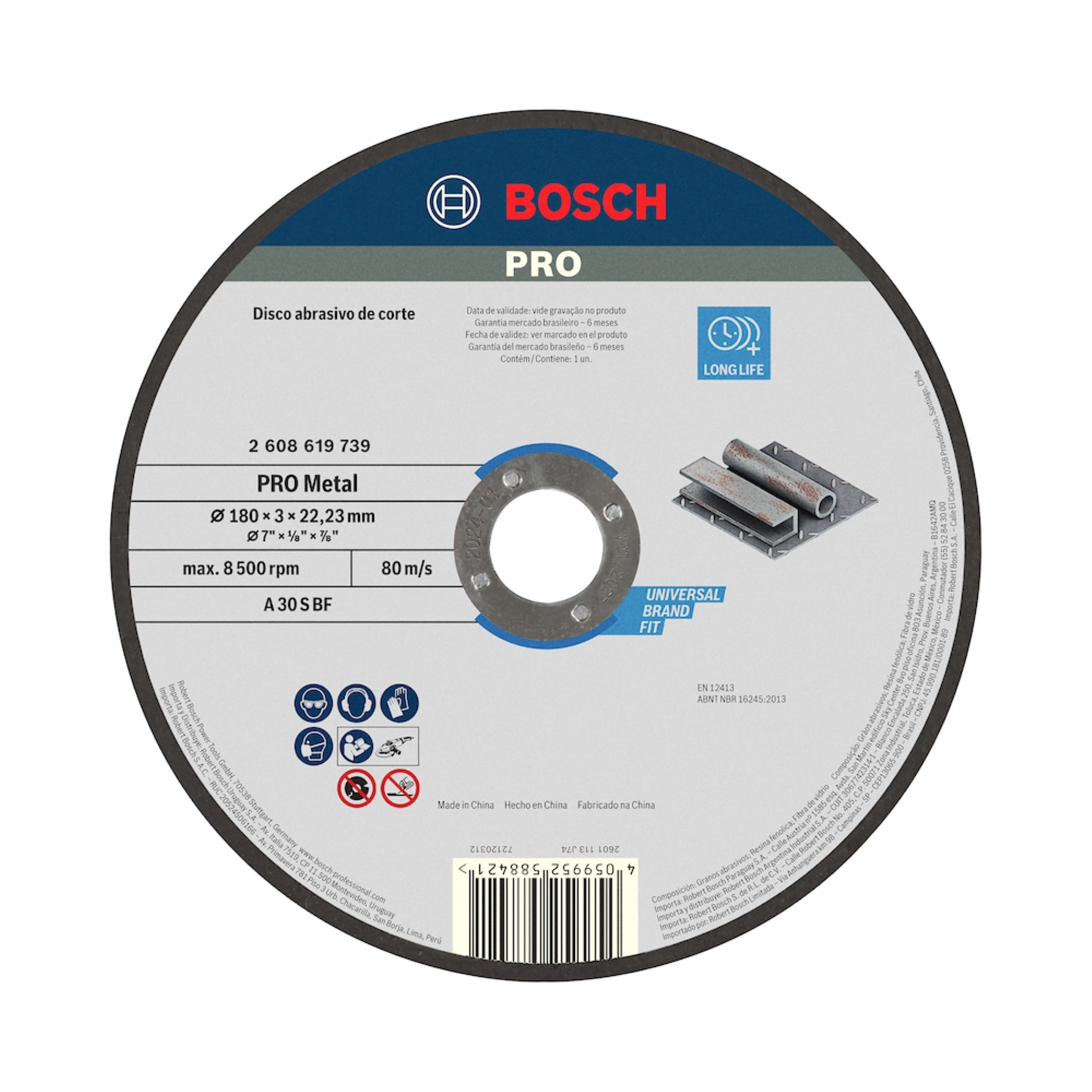 Disco de Corte Abrasivo para Metal 7" 180mm 1 unidade Bosch