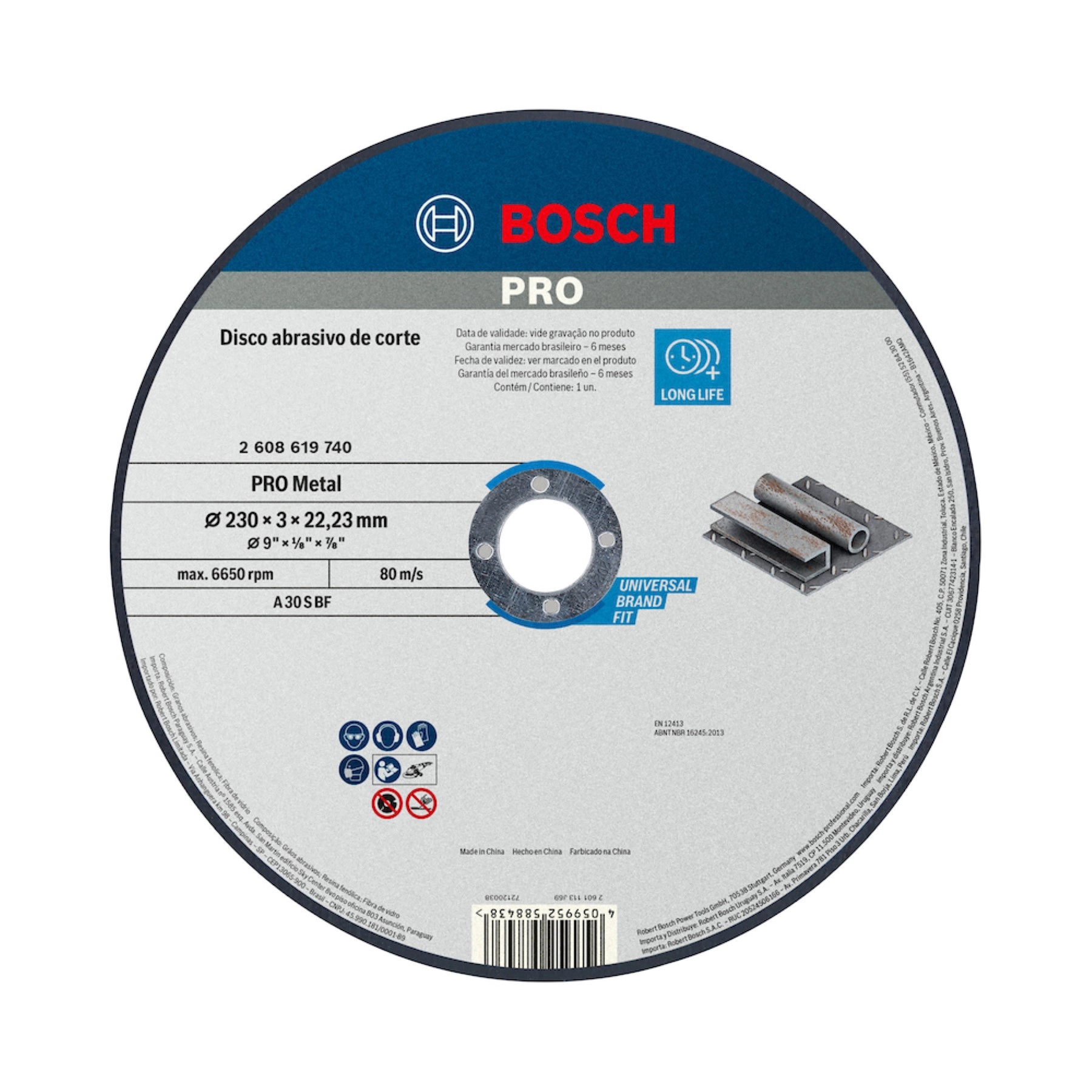 Disco de Corte Abrasivo para Metal 9" 230mm 1 unidade Bosch