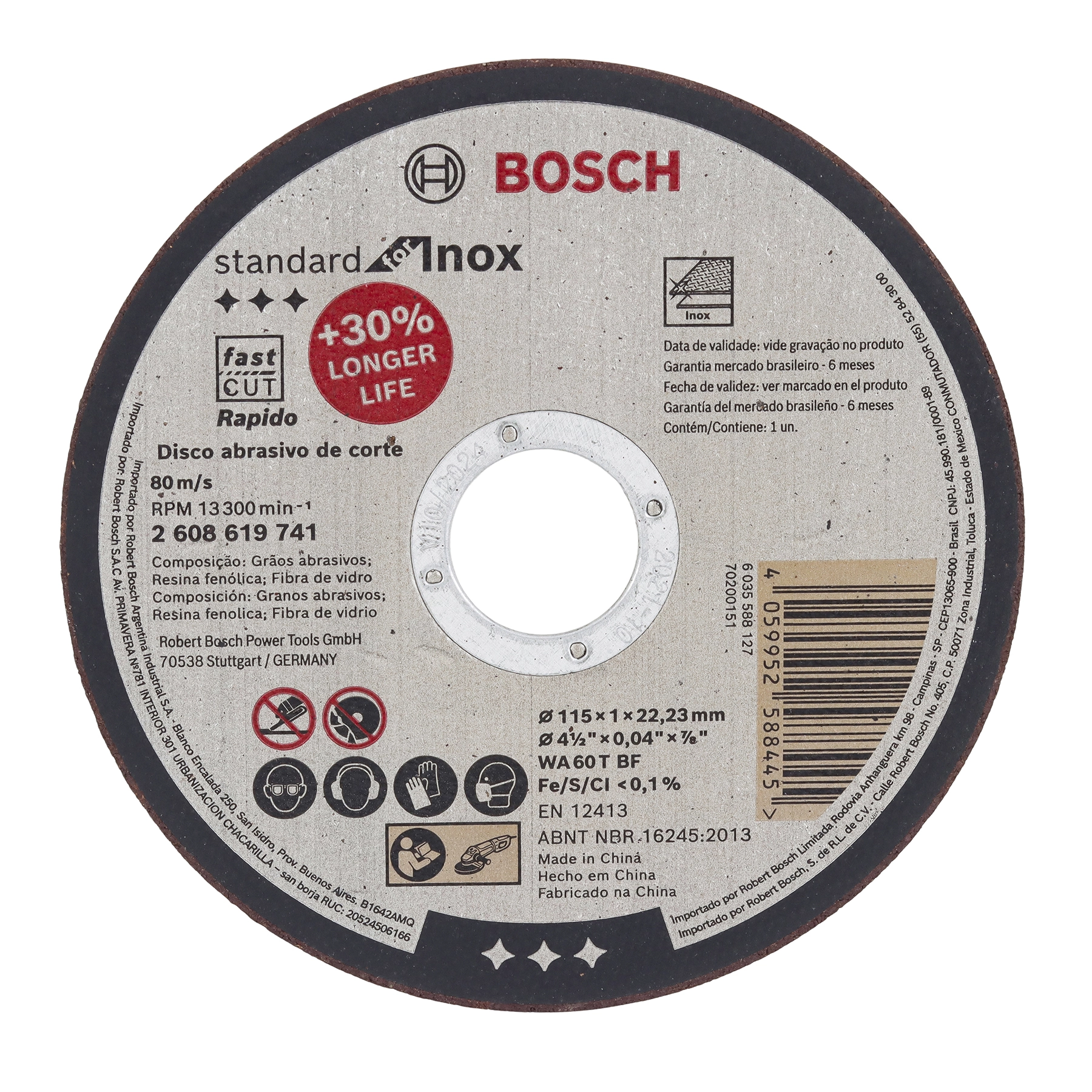 Discos de Corte Para Inox 5" 115mm Centro Reto Standard Stainless Steel  & Metal  Bosch