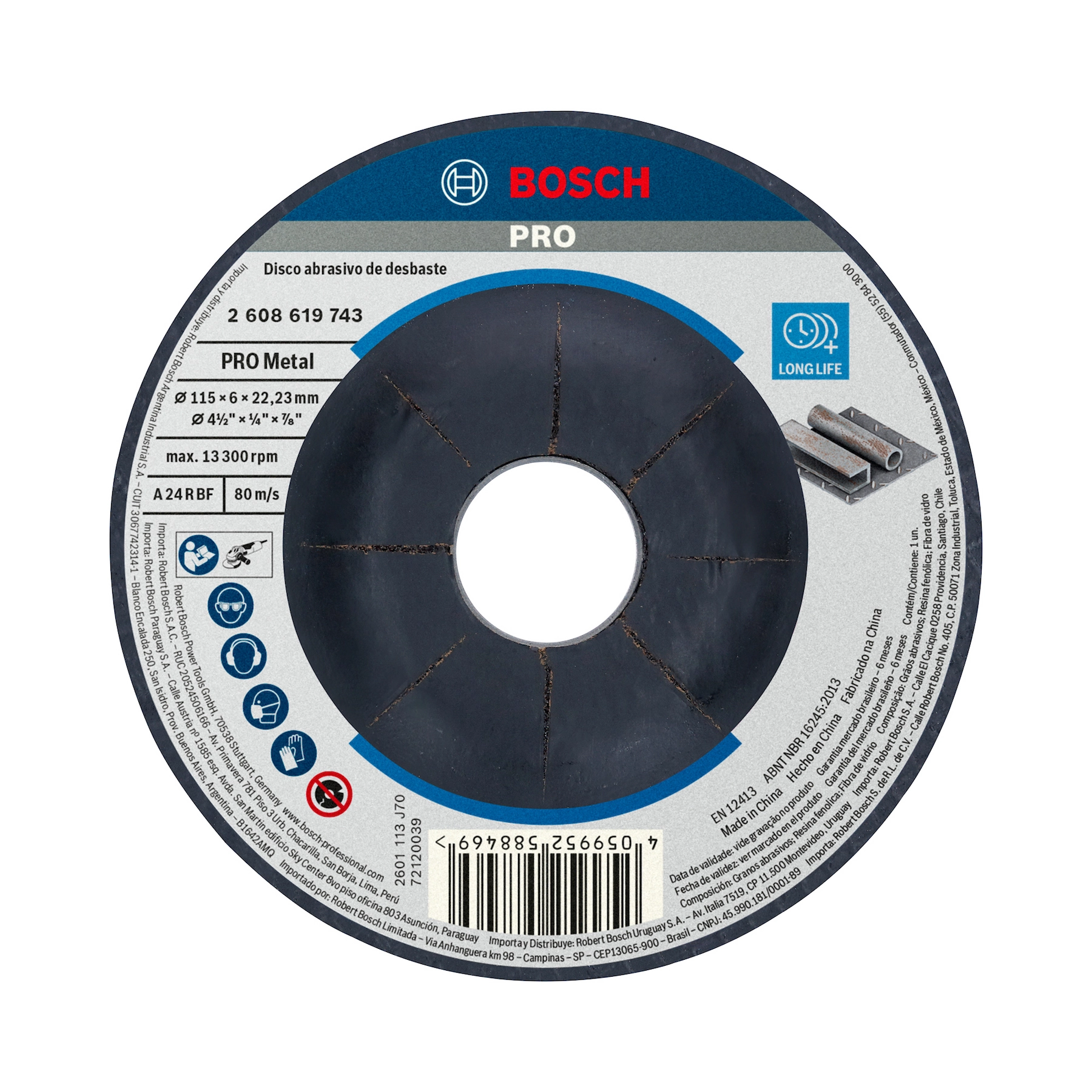 Disco de Desbaste para Metal 4.1/2" 115mm 1 unidade Standard for Metal Bosch