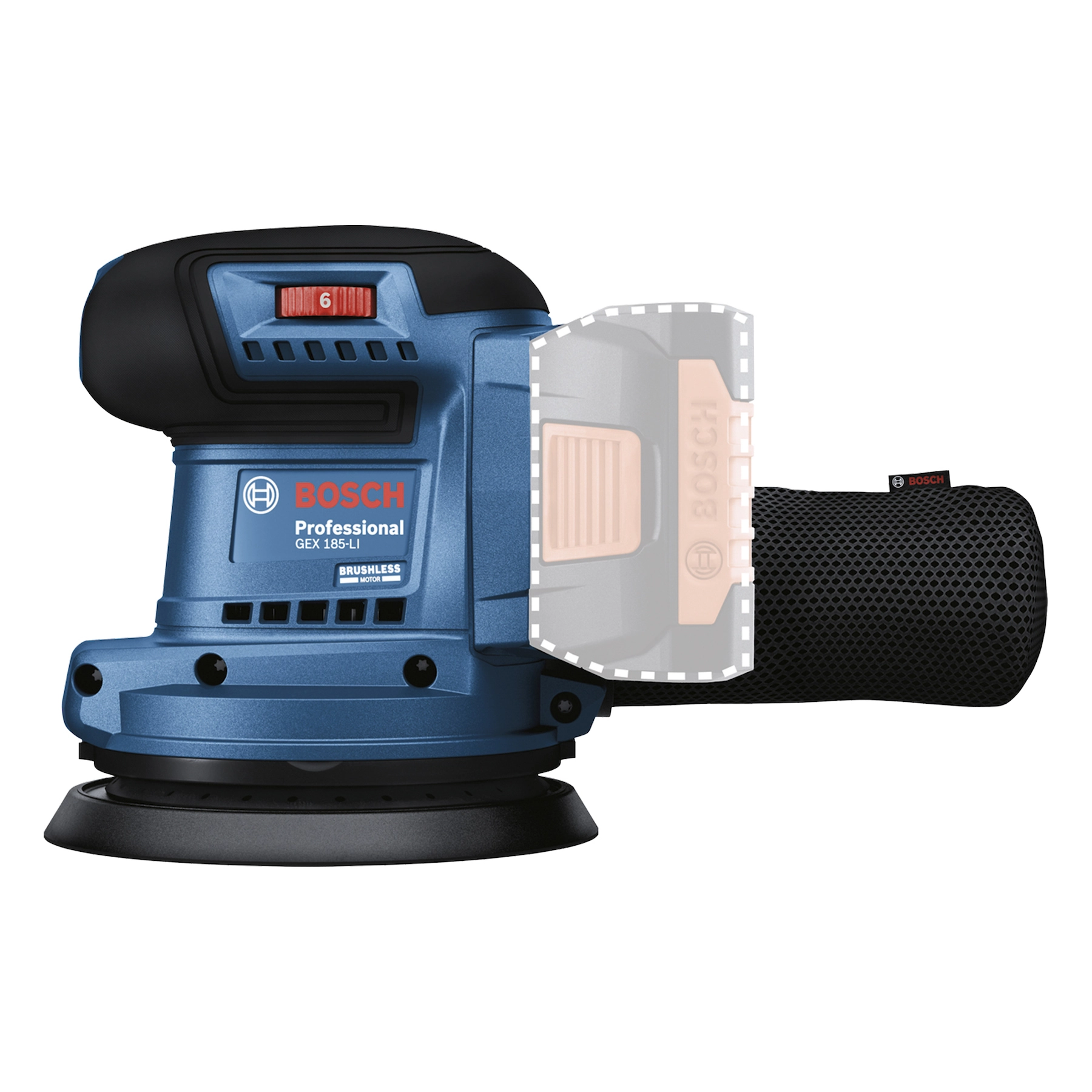 Lixadeira Roto Orbital Bosch GEX 185-LI Bateria para Madeira e Metal 18V