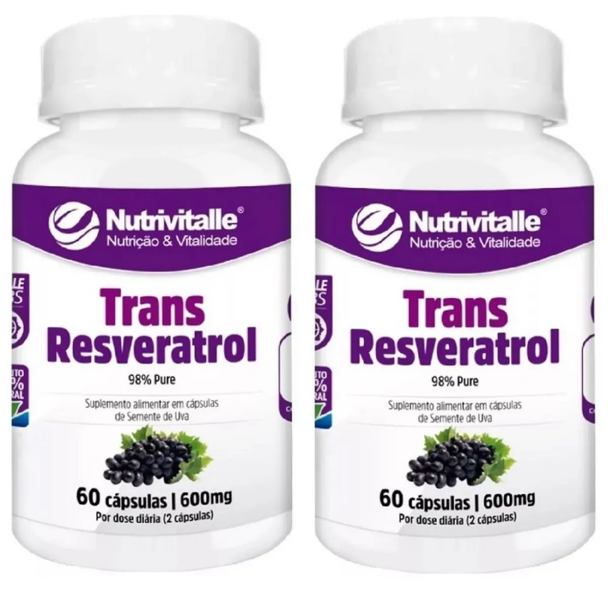 KIT 02 TRANS RESVERATROL 600MG 60 CAPS NUTRIVITALLE
