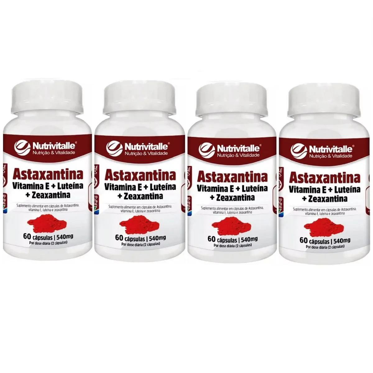 KIT 04 ASTAXANTINA + VIT. E + LUTEINA + ZEAXANTINA 60CAPS NUTRIVITALLE