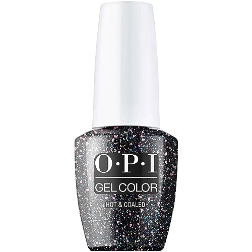Opi Gelcolor, Opaque Glitter Finish Black Gel Nail Polish, Up To 3 Weeks Of Wear, Smudge Proof, Cure
