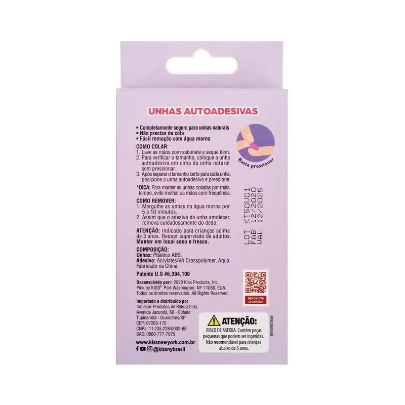 Unhas Postiça Firstkiss Infantil Autocolantes Stylin C/ 2 4