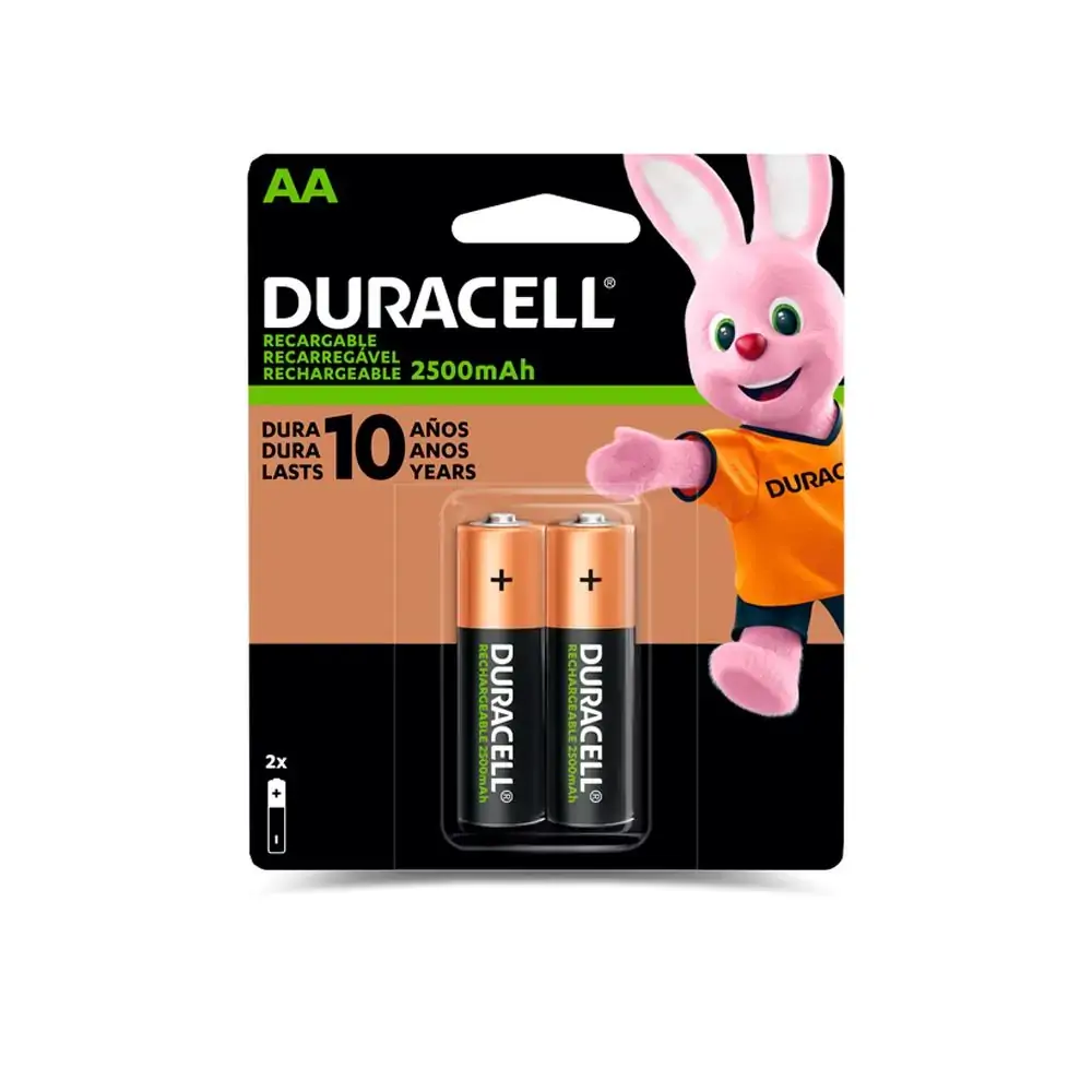 Pilha Duracell Alcalina Pequena AA Recarregável 2 Unidades