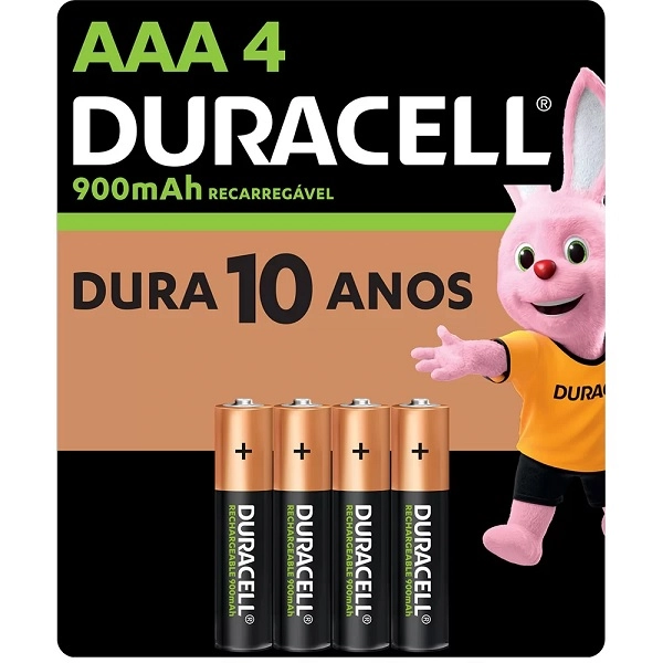 Pilha Duracell Recarregável AAA 4 unidades