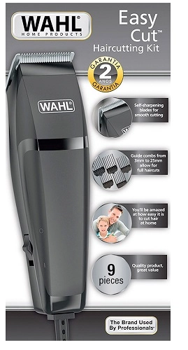 Máquina de Cortar Cabelo e Barba Wahl Easy Cut  - com 9 Acessórios - Lâminas Autoafiáveis - Preto - 220V