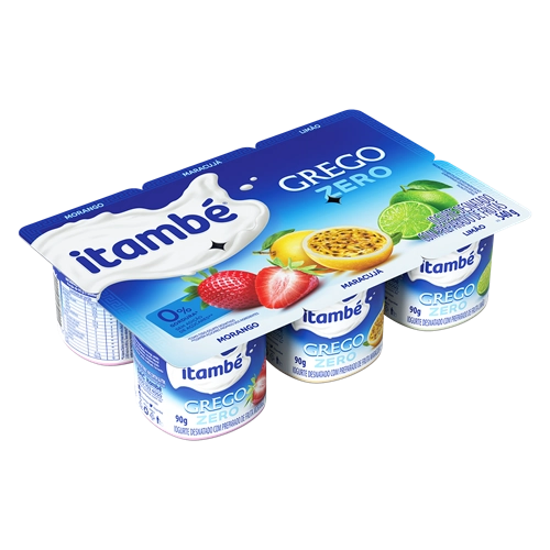 Iogurte Desnatado Grego Morango Maracujá Limão Itambé Zero Bandeja 540g 6 Unidades