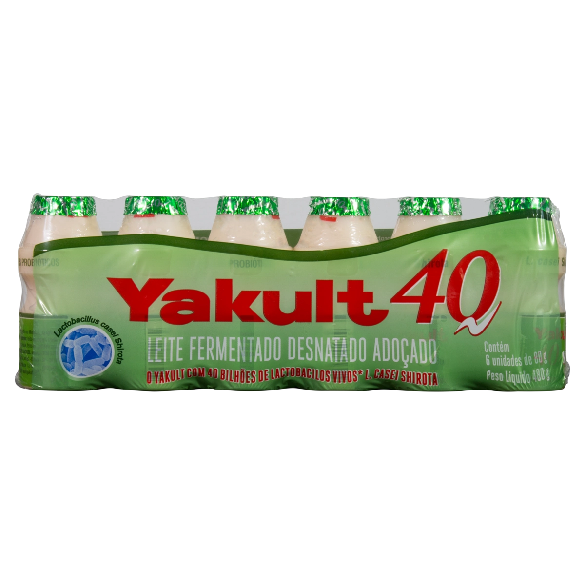 Pack Leite Fermentado Desnatado Yakult 40 Frasco 480g 6 Unidades