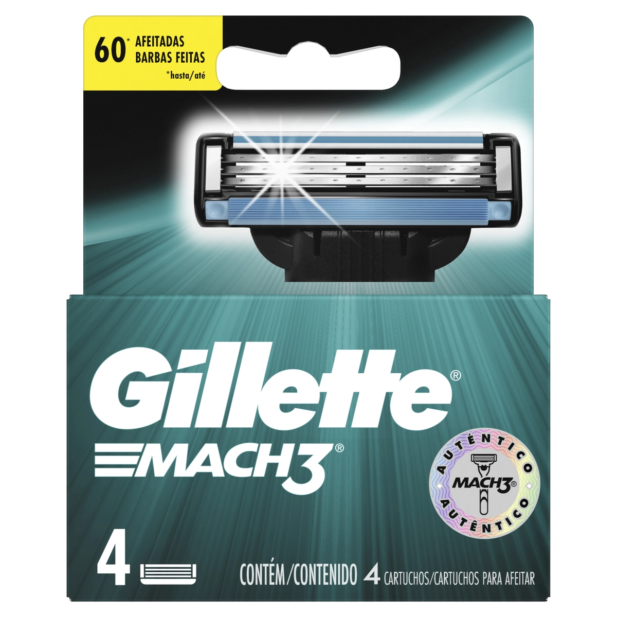 Lamina Gillette Mach 3 Com Regular 4 Cartuchos