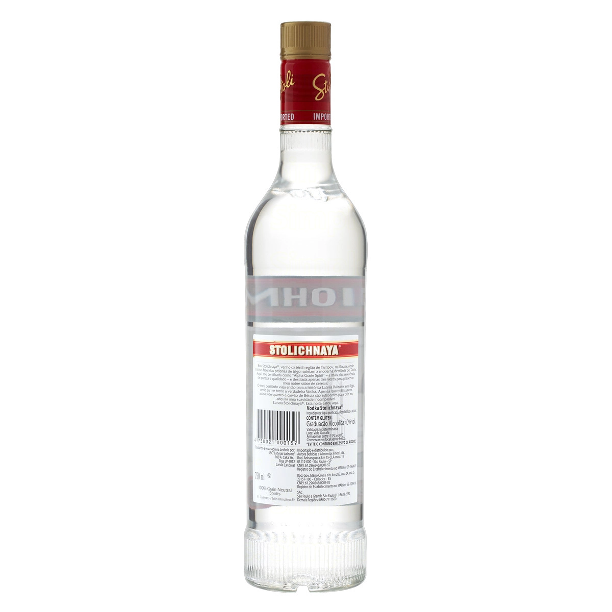 Vodka Destilada Stolichnaya Garrafa 750ml