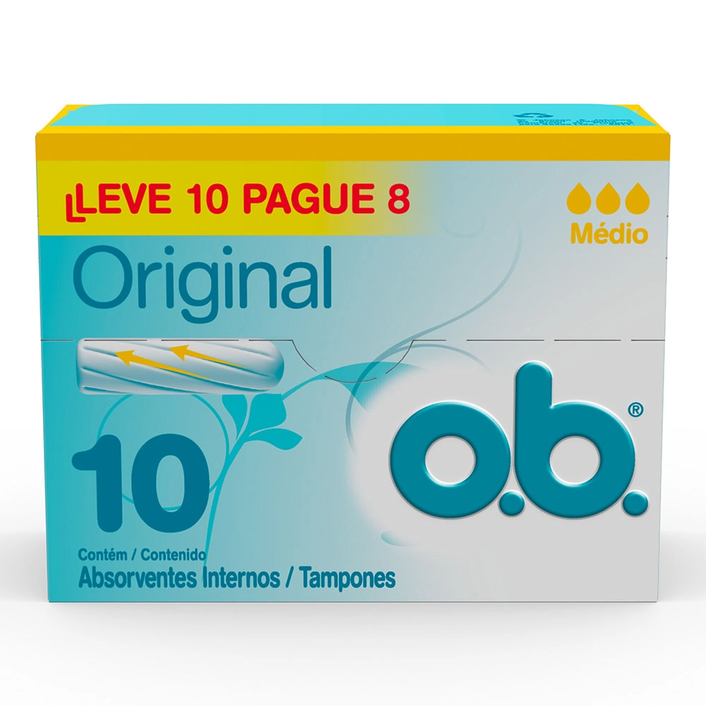 Absorvente Interno O.b. Original Médio Caixa 10 Unidades