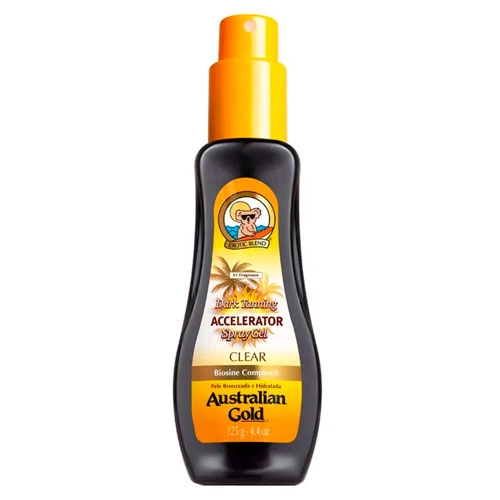 Bronzeador Gel Spray Accelerator Australian Gold Exotic Blend Dark Tanning Clear Frasco 125g