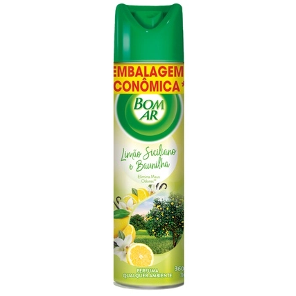 Neutralizador De Odores Limão Siciliano E Baunilha Bom Ar Frasco 360ml Spray Embalagem Econômica