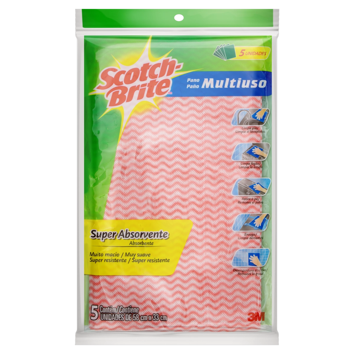 Pano Multiuso Rosa Scotch Brite 5 Unidades