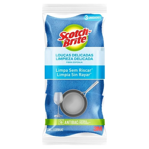 Esponja Azul Não Risca Cozinha Scotch Brite 3 Unidades