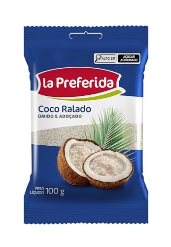 Coco Ralado Desidratado Adoçado Integral La Preferida Pacote 100g
